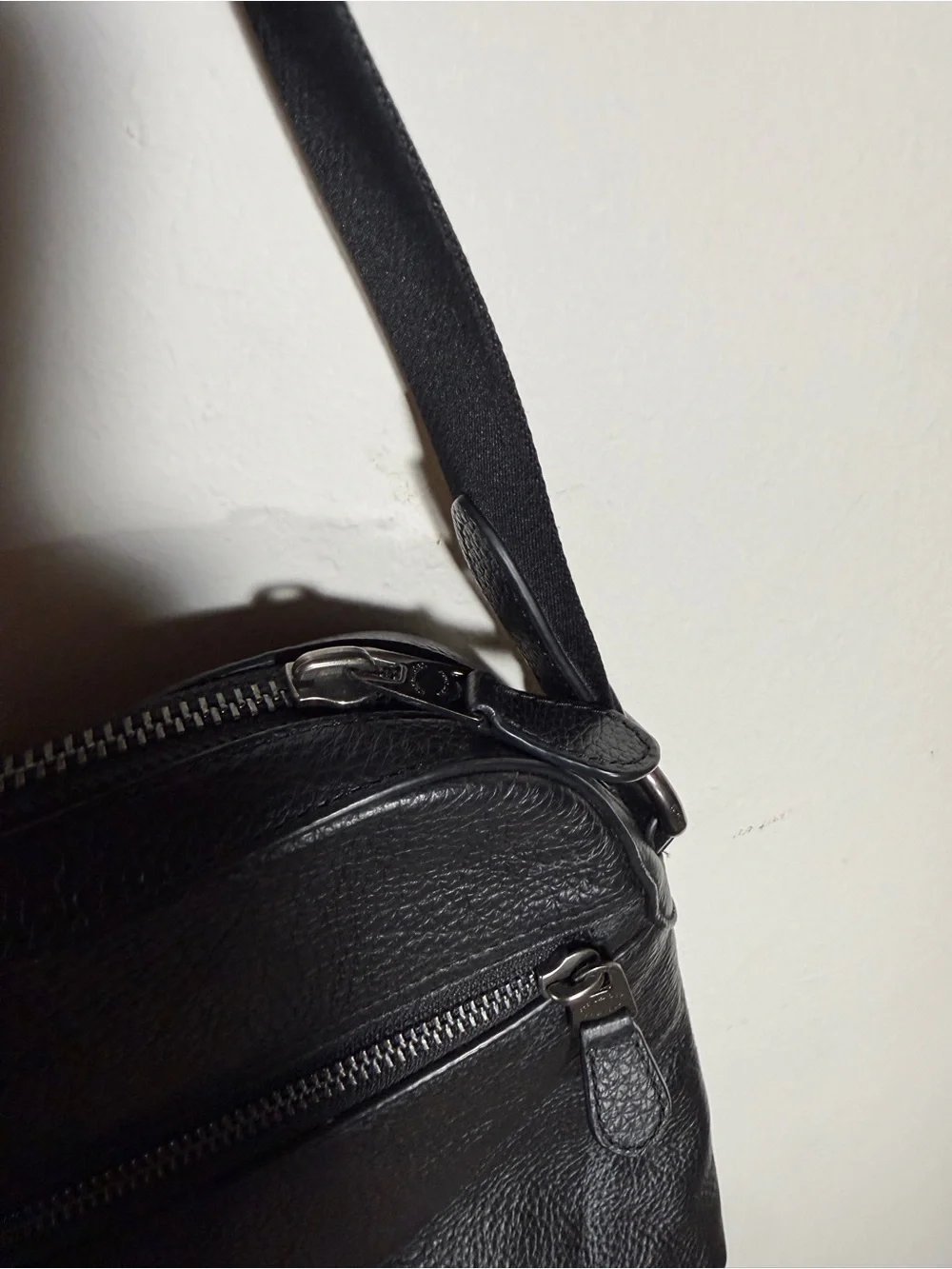 Coach Black Pebbled Leather Crossbody Camera Bag — Silver Hardware
